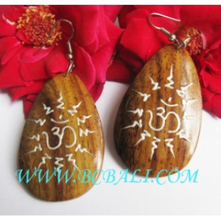 Organic Wood Painting Earrings